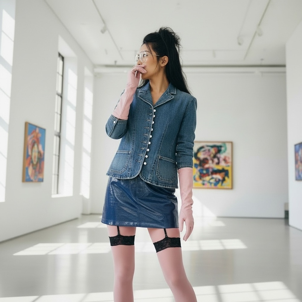 Vintage Ralph Lauren Denim Blazer Pearl Shell Buttons 90s Y2K Old Money S - Picture 2 of 14